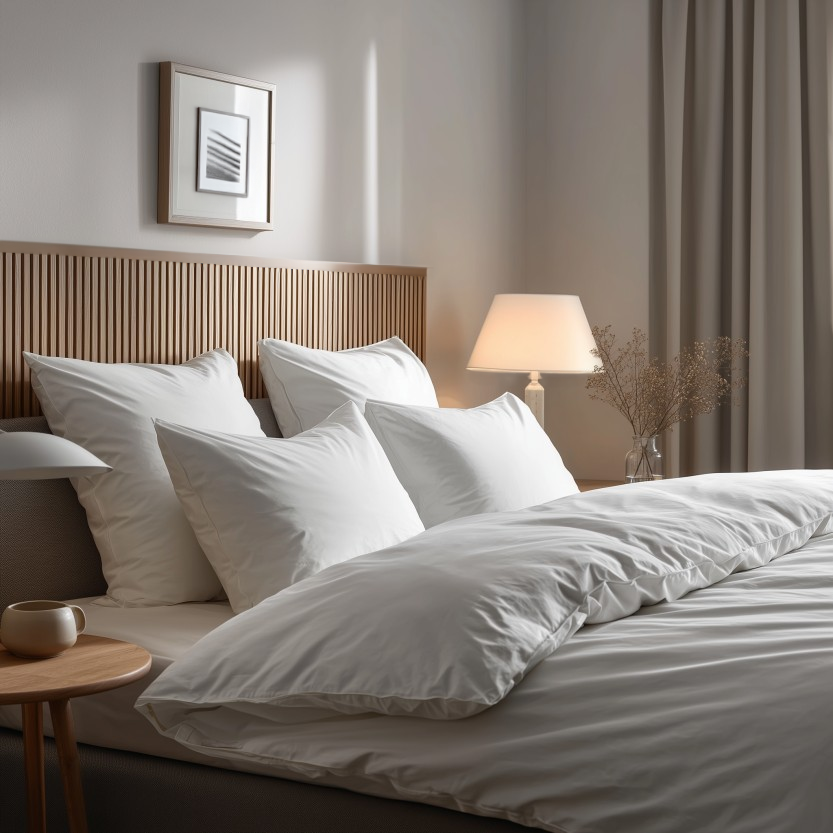 Sänggavel i akustikpanel, höjd 138 cm, bredd 185 cm, träslag ljus ek (premiumutförande)