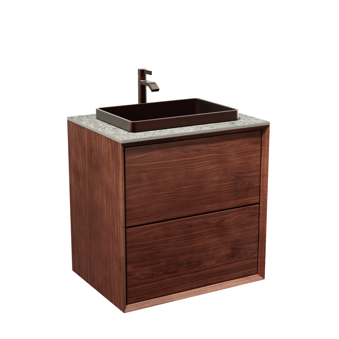Vaskeskab 60 cm i massiv valnød – smart opbevaring & tidløst design – IW60