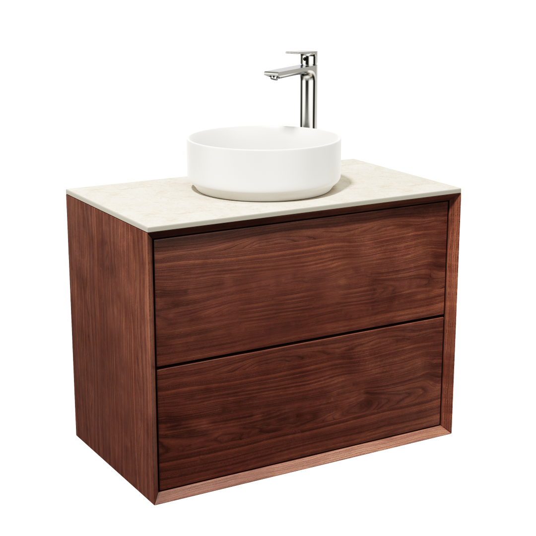 Vaskeskab 80 cm i massiv valnød – smart opbevaring & tidløst design – IW80
