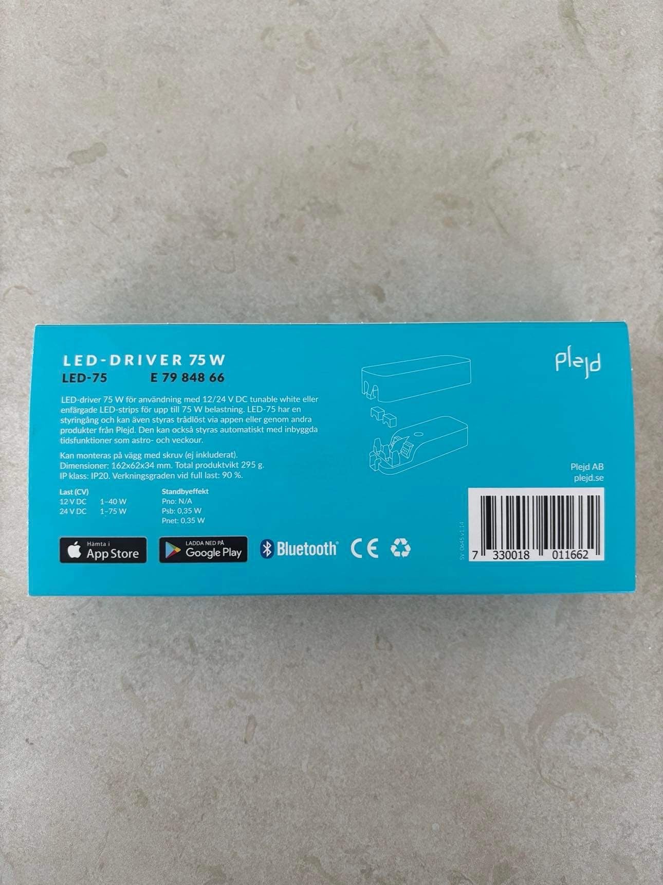 Plejd LED Driver 24V - 75W - 3m sladd m stickkontakt