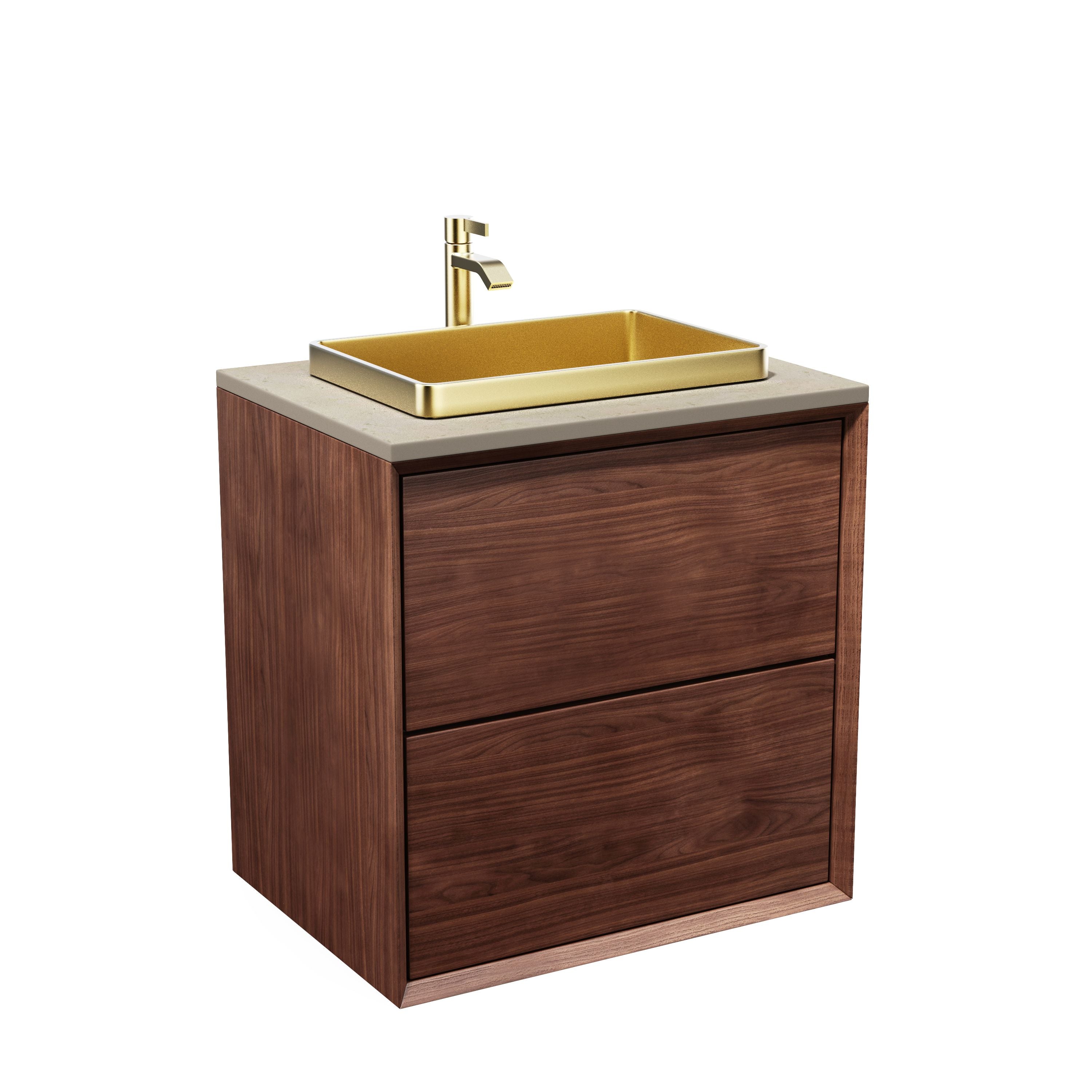 Vaskeskab 60 cm i massiv valnød – smart opbevaring & tidløst design – IW60