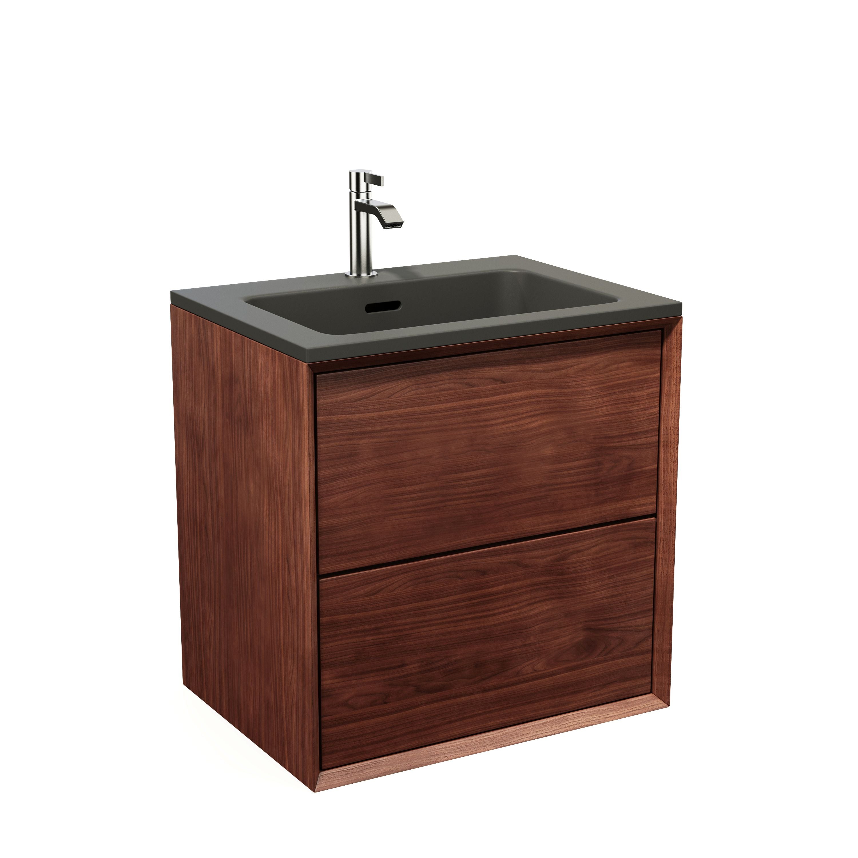 Vaskeskab 60 cm i massiv valnød – smart opbevaring & tidløst design – IW60