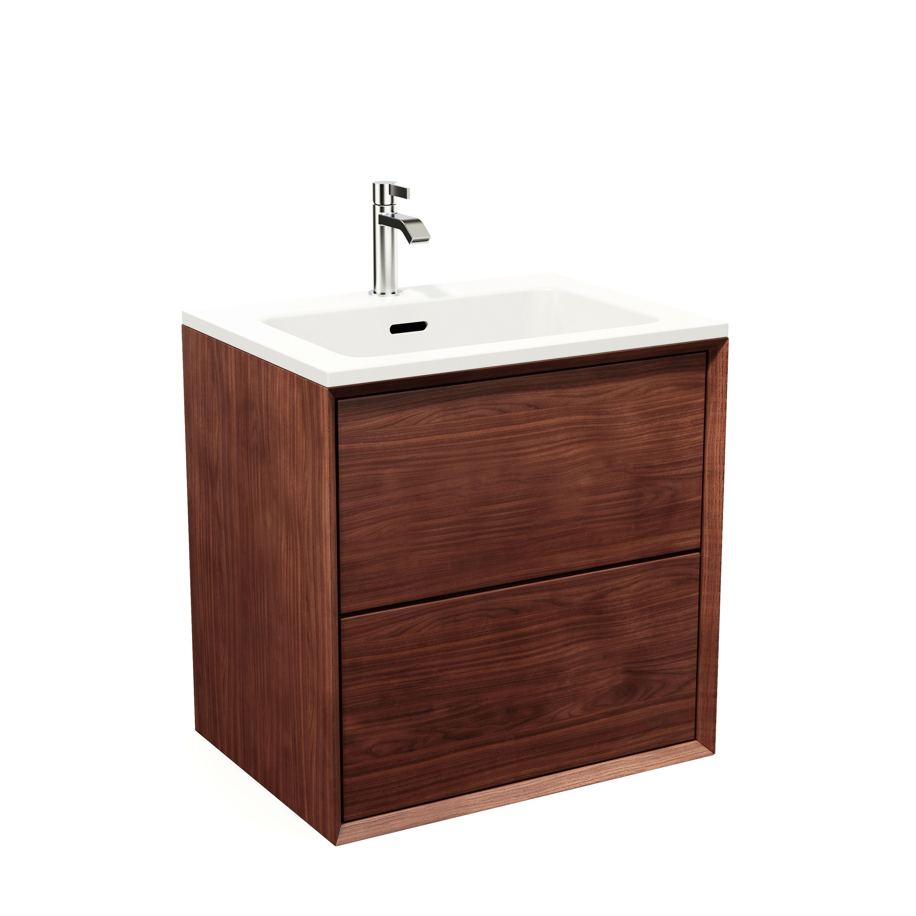 Vaskeskab 60 cm i massiv valnød – smart opbevaring & tidløst design – IW60