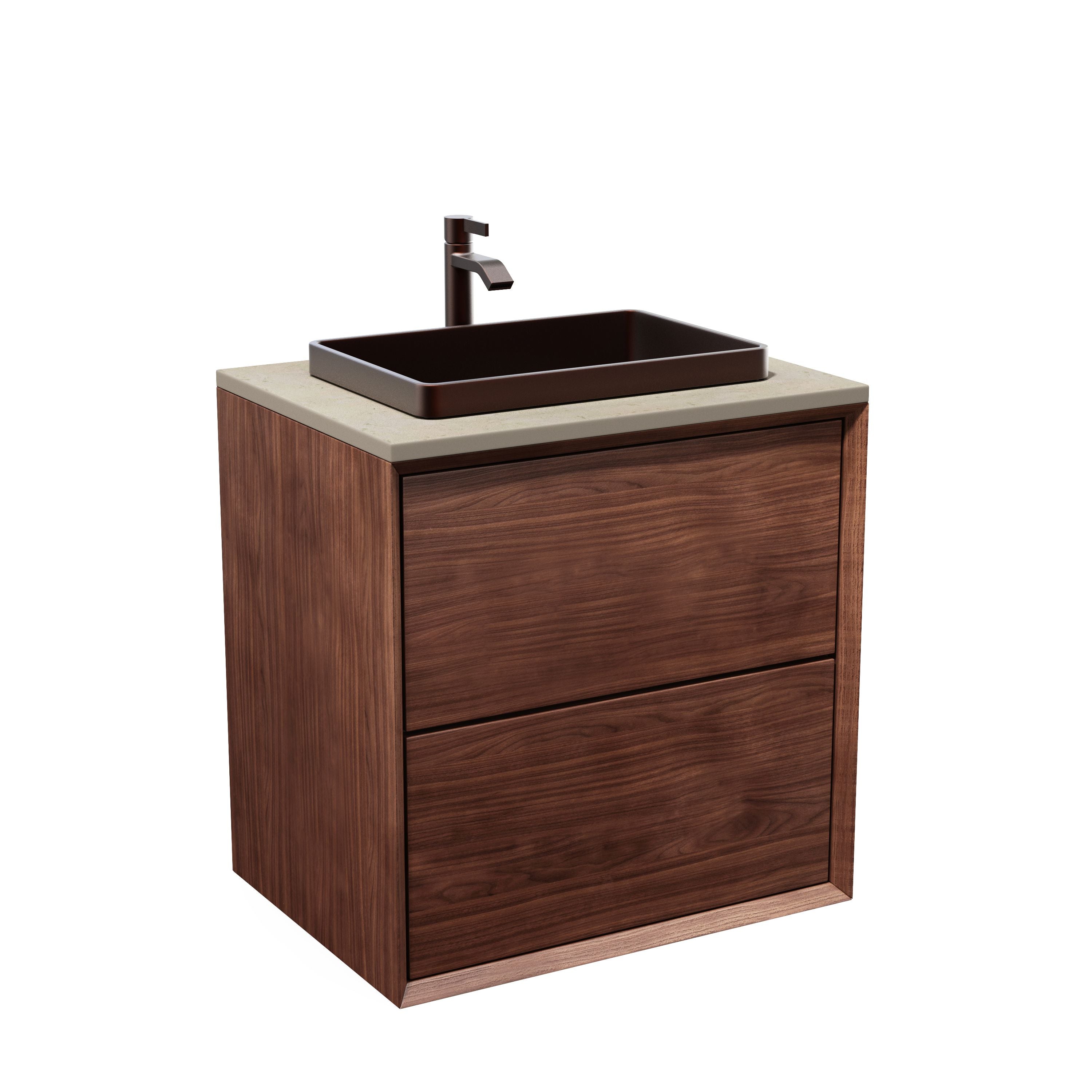 Vaskeskab 60 cm i massiv valnød – smart opbevaring & tidløst design – IW60